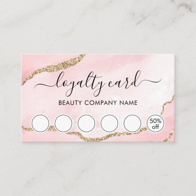 Cartes de fidélité en marbre rose (Devant)