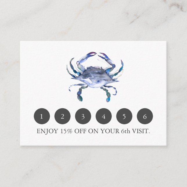 Cartes de fidélité pour Business Blue Crab (Devant)