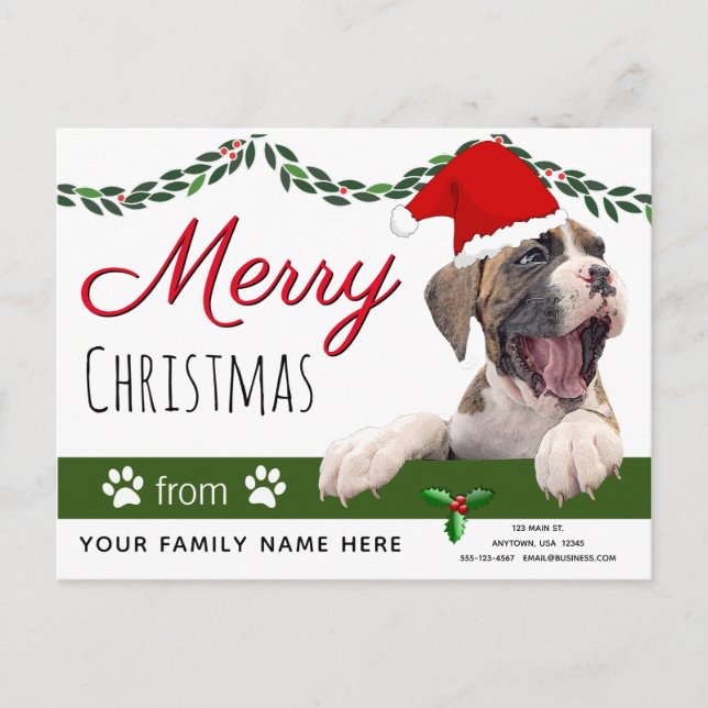 Cartes de fin de année de chien de boxe - De Noël  (Devant)
