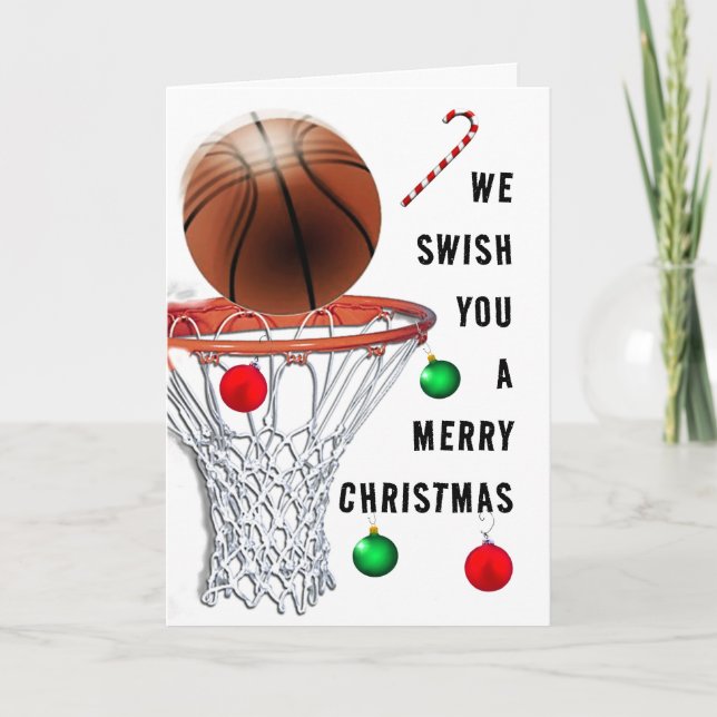 Cartes de fin de année de Noël de basket-ball (Devant)