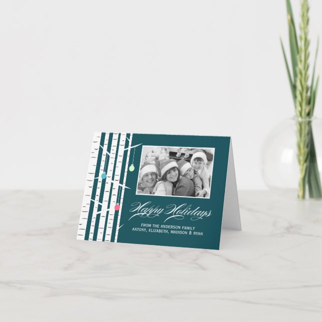 Cartes de fin de année de Noël de Birch d'hiver (Devant)