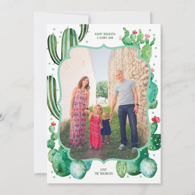 Cartes de fin de année de Noël de Cactus du désert (Devant)
