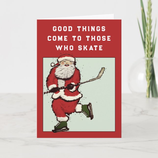 Cartes de fin de année de Noël de hockey (Devant)