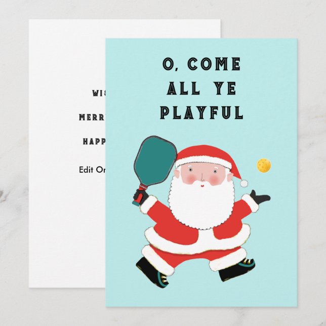 Cartes de fin de année de Noël de Pickleball (Devant / Derrière)