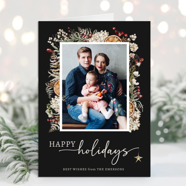Cartes de fin de année noirs pliés (Black Photo Folded Holiday Cards
)