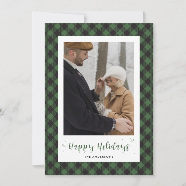 Cartes de fin de année photo Plaid Buffalo Vert Pe (Devant)