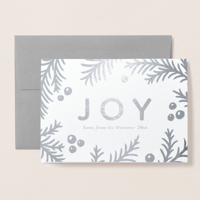 Cartes de fin de année simples Silver JOY | Vérita (Devant avec enveloppe)