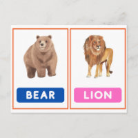 Cartes de Flashcards d'animaux sauvages interactif