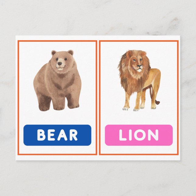 Cartes de Flashcards d'animaux sauvages interactif (Devant)
