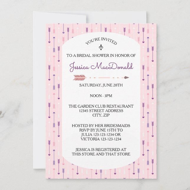 Cartes de flèches roses - Invitation à une fête de (Devant)