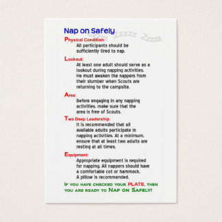 Cartes de formation "Nap on Safety"