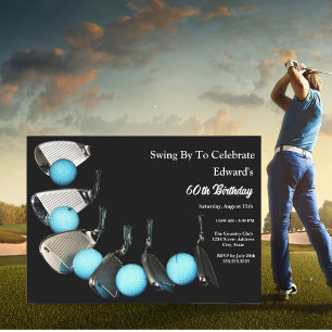Cartes de golf et ballons abstraits pour anniversa