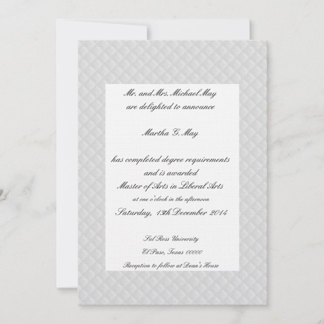 Cartes de graduation bordées de cuir peint blanc (Devant)
