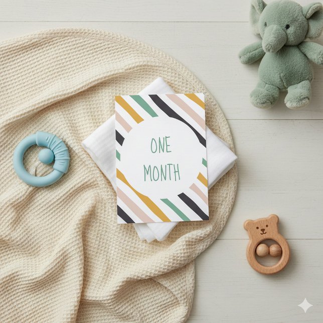 Cartes de jalon pour bébé glissantes (Stripy Baby Fun Milestone Card)
