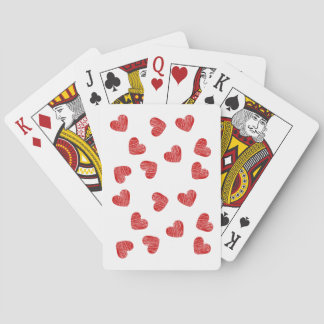 Cartes de jeu à motif de coeur rouge