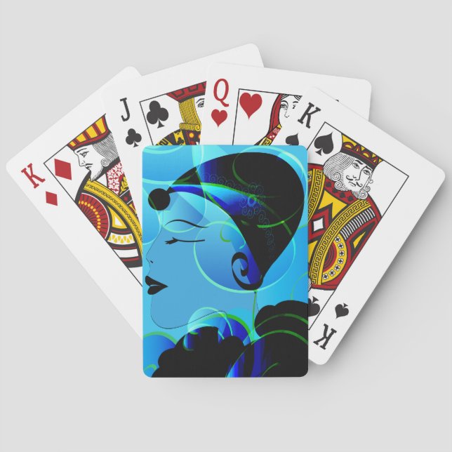 Cartes de jeu Art Déco Bleu (dos)