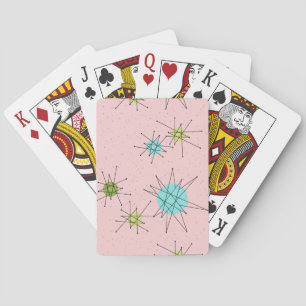 Cartes de jeu atomiques iconiques roses de