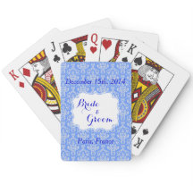 Cartes de jeu bleues de faveur de noce