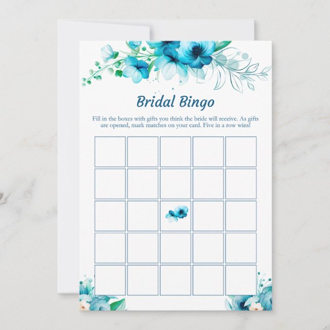 Cartes de jeu Blue Floral Fête des mariées (Devant)