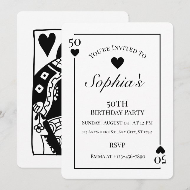 Cartes de jeu Cartes 50e anniversaire Invitation d (Devant / Derrière)