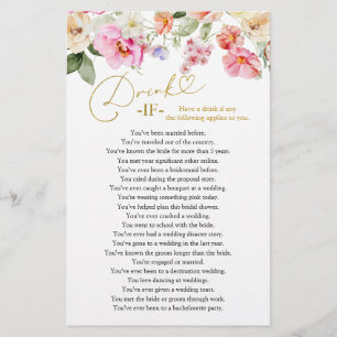 Cartes de jeu de boire si pour la douche de mariée