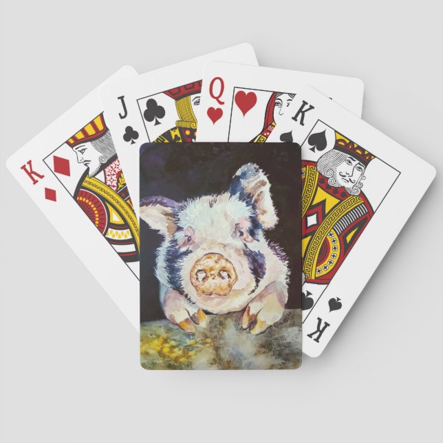 Cartes de jeu de cochon d'aquarelle (dos)