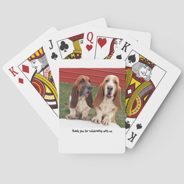 Cartes de jeu de faveur de mariage de chien de (dos)