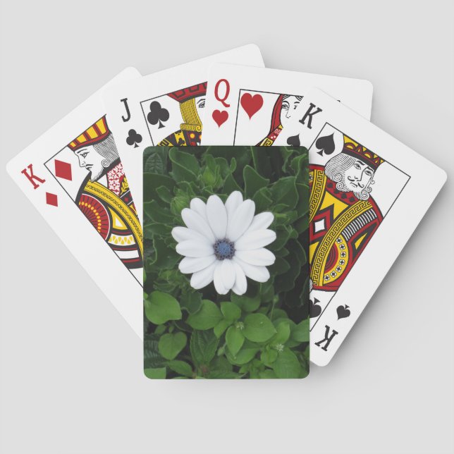 Cartes de jeu de fleurs blanches (dos)