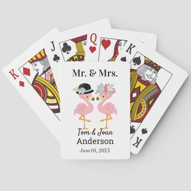 Cartes de jeu de M. et de Mme Flamingo Wedding (dos)