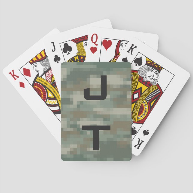 Cartes de jeu de monogramme avec le camouflage (dos)