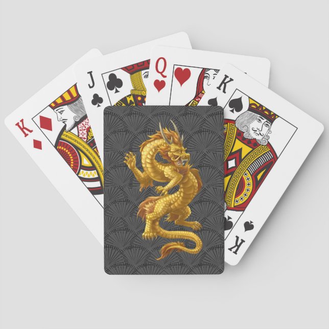 Cartes de jeu du dragon d'or chinois (dos)