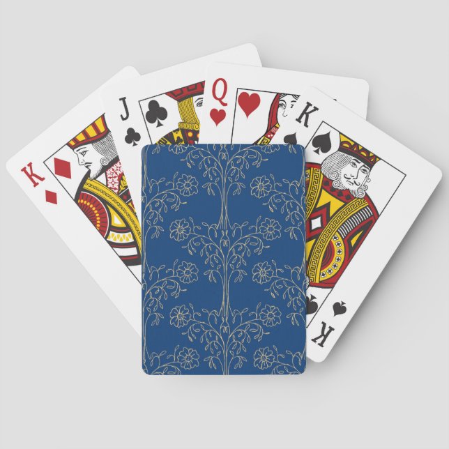 Cartes de jeu élégantes, bleu, motif d'Or-effet (dos)