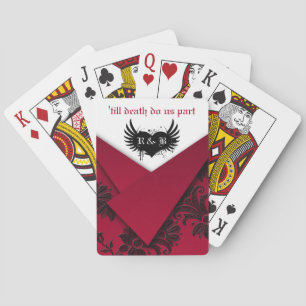 Cartes de jeu florales gothiques rouges, noirs et 