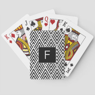 Cartes de jeu noires de monogramme de flèche