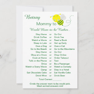 Cartes de jeu pour Baby Shower 'Would Mom Rather'