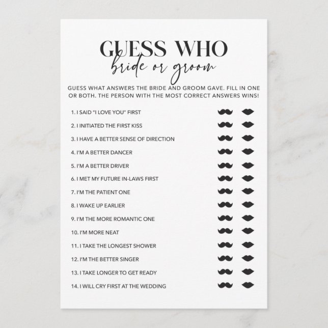 Cartes de jeu pour mariées ou mariées Wedding show (Devant)