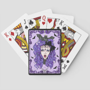 Cartes de jeu pourpres de fille de batte