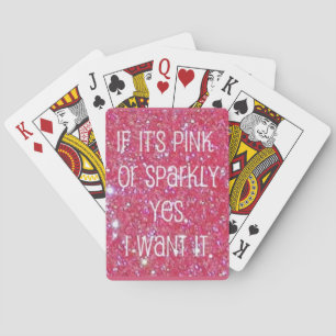 Cartes de jeu roses scintillantes