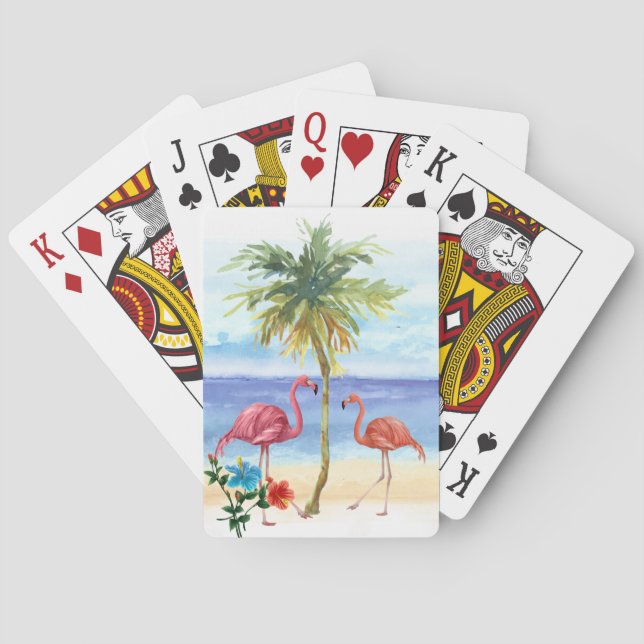Cartes de jeu tropicales de Flamant rose (dos)