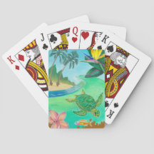 Cartes de jeu tropicales de tortue de mer