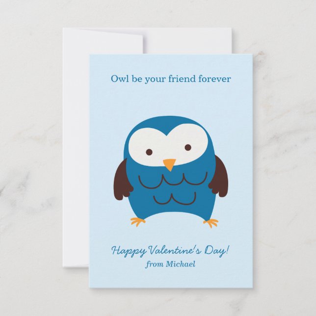 Cartes de Jour de la Chouette Bleue Cute Enfants V (Devant)