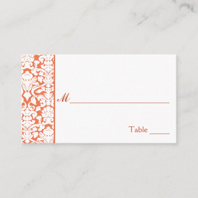 Cartes de la Place Damask Orange et Blanc (Devant)