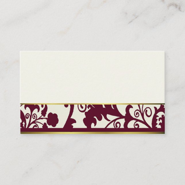 Cartes de lieu marron et crème damassé (Devant)