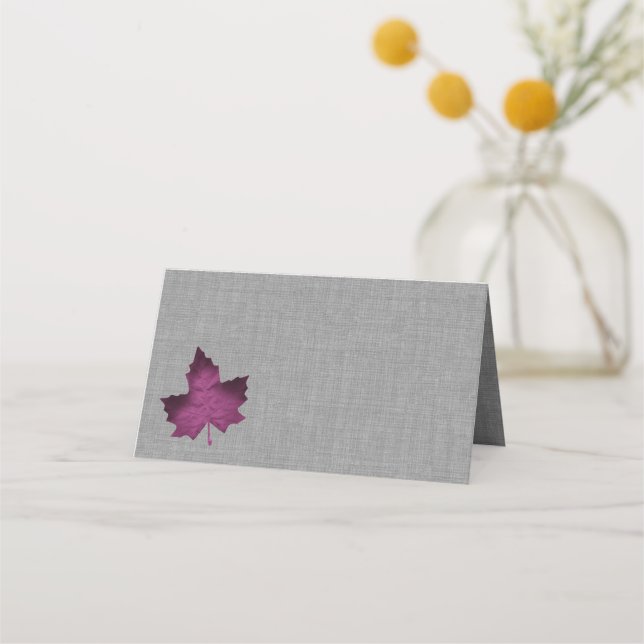 Cartes de lieu pliées de lin pourpre (Dos)