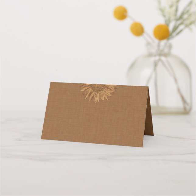 Cartes de lieu pliées de tournesol d'automne (Dos)
