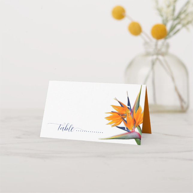 Cartes de lieu pliées Oiseau de fleurs Paradise (Devant)