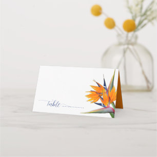 Cartes de lieu pliées Oiseau de fleurs Paradise