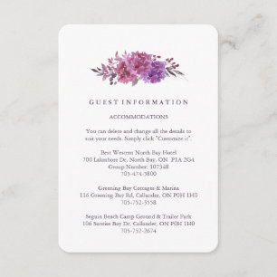 Cartes de l'information d'invité de Boho