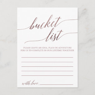 Cartes de liste des seaux de calligraphie or Rose