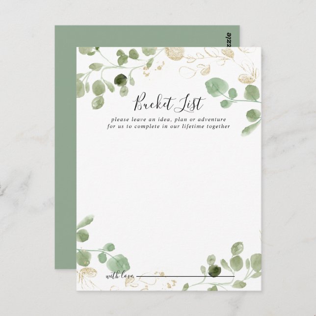 Cartes de liste des seaux Mariages Gold Confetti E (Devant / Derrière)
